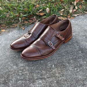 Johnston & Murphy Dark Brown Double Monk Leather Slip-Ons